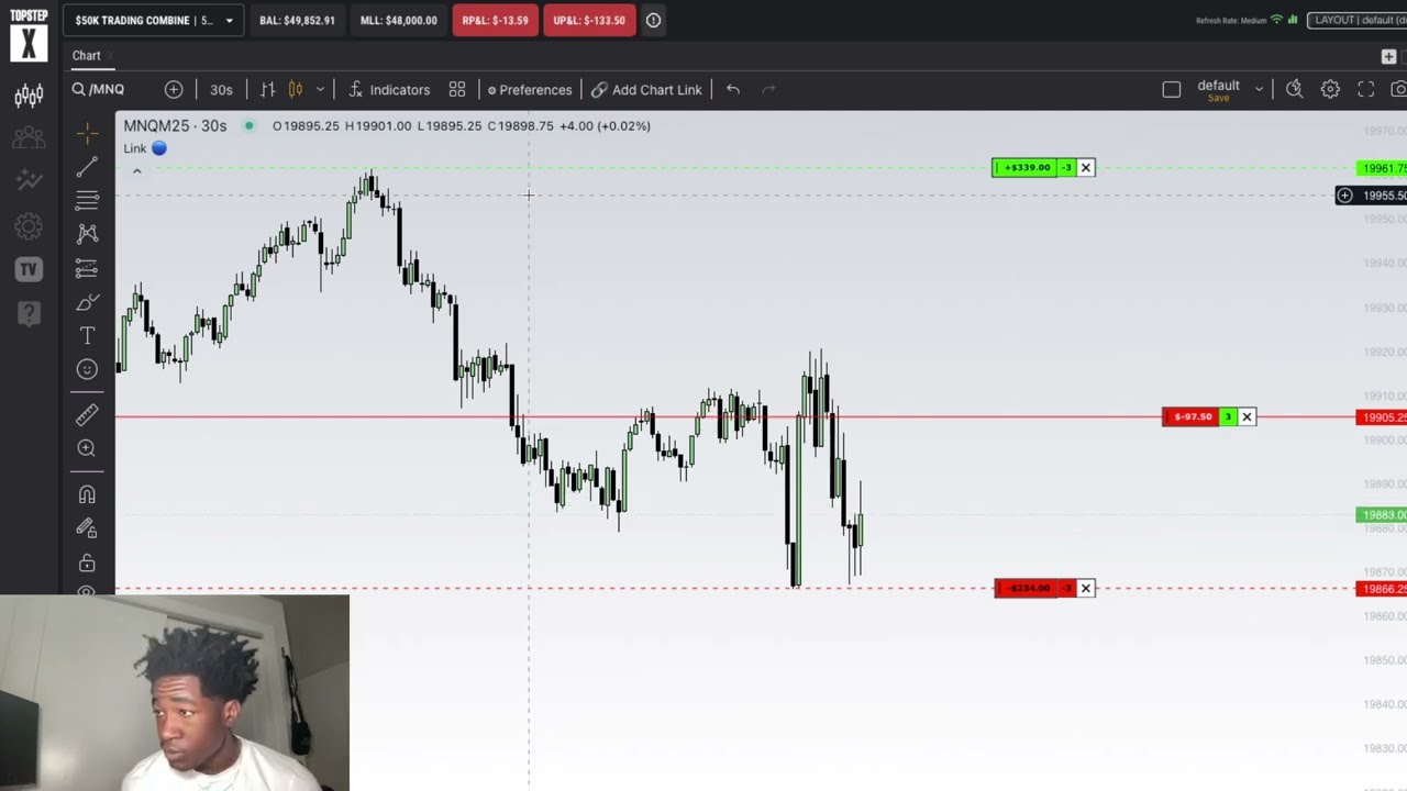 Day 1 : Aggressivley Trading a 50k topstep combine live ( Raw Footage , Real Emotions )