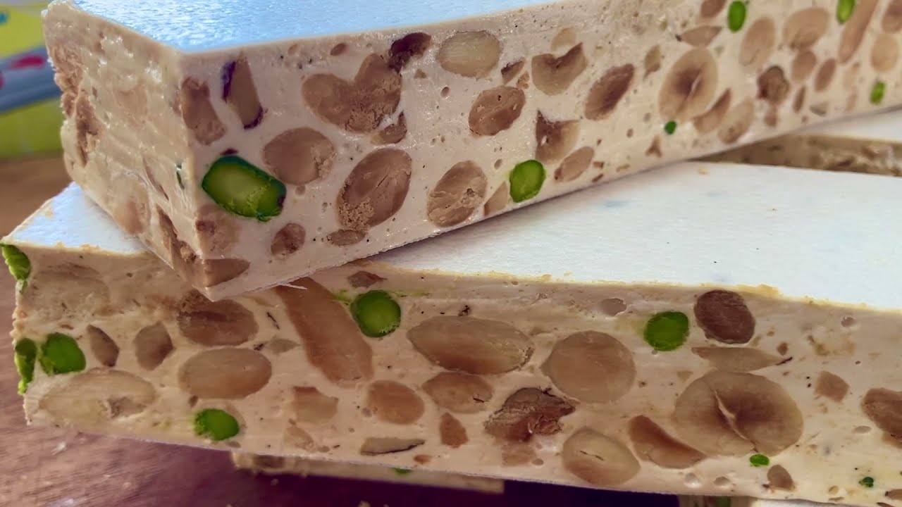 Torrone mit Honig selber machen, weißes Nougat Softnougat, Rezept Weihnachtsgeschenk kein Standmixer