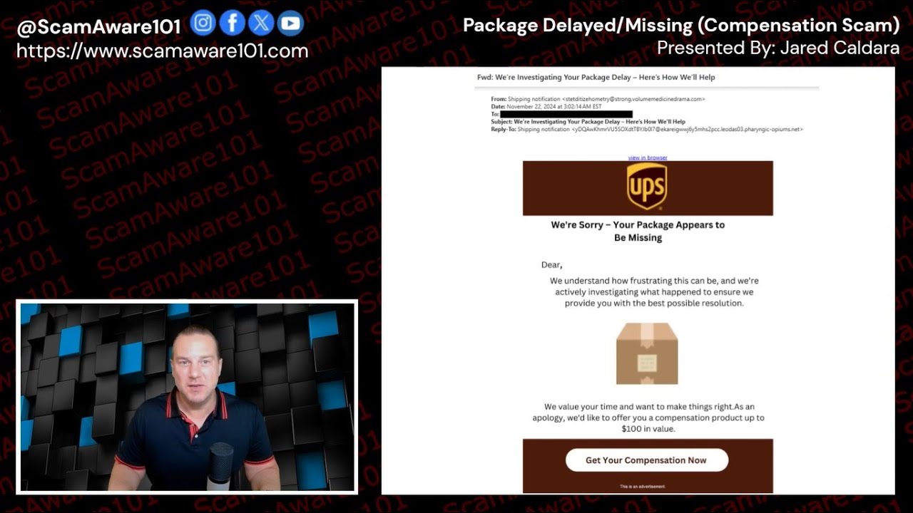 Email Scam: Package Delayed or Missing (Fake Compensation Product Scam, FedEx/UPS)