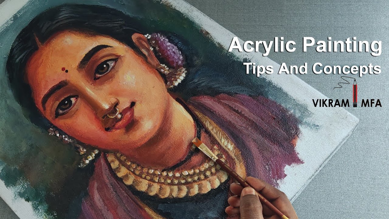Rajaravivarma | The Maharashtrin Lady | Re Painting In Acrylic on Canvas | Tutorial by VIKRAM