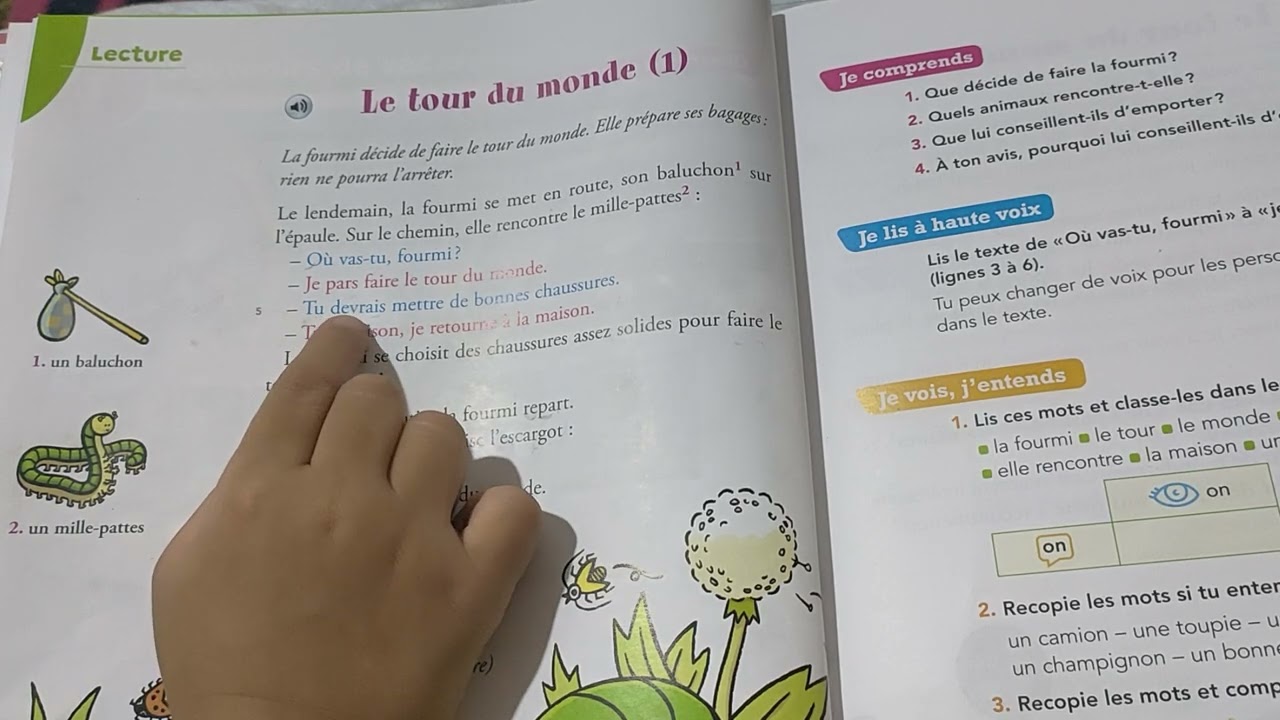 Alouette CE1 📕 🩷🌸🐛🐜 💗  📕 lecture :le tour du monde 1 page 12