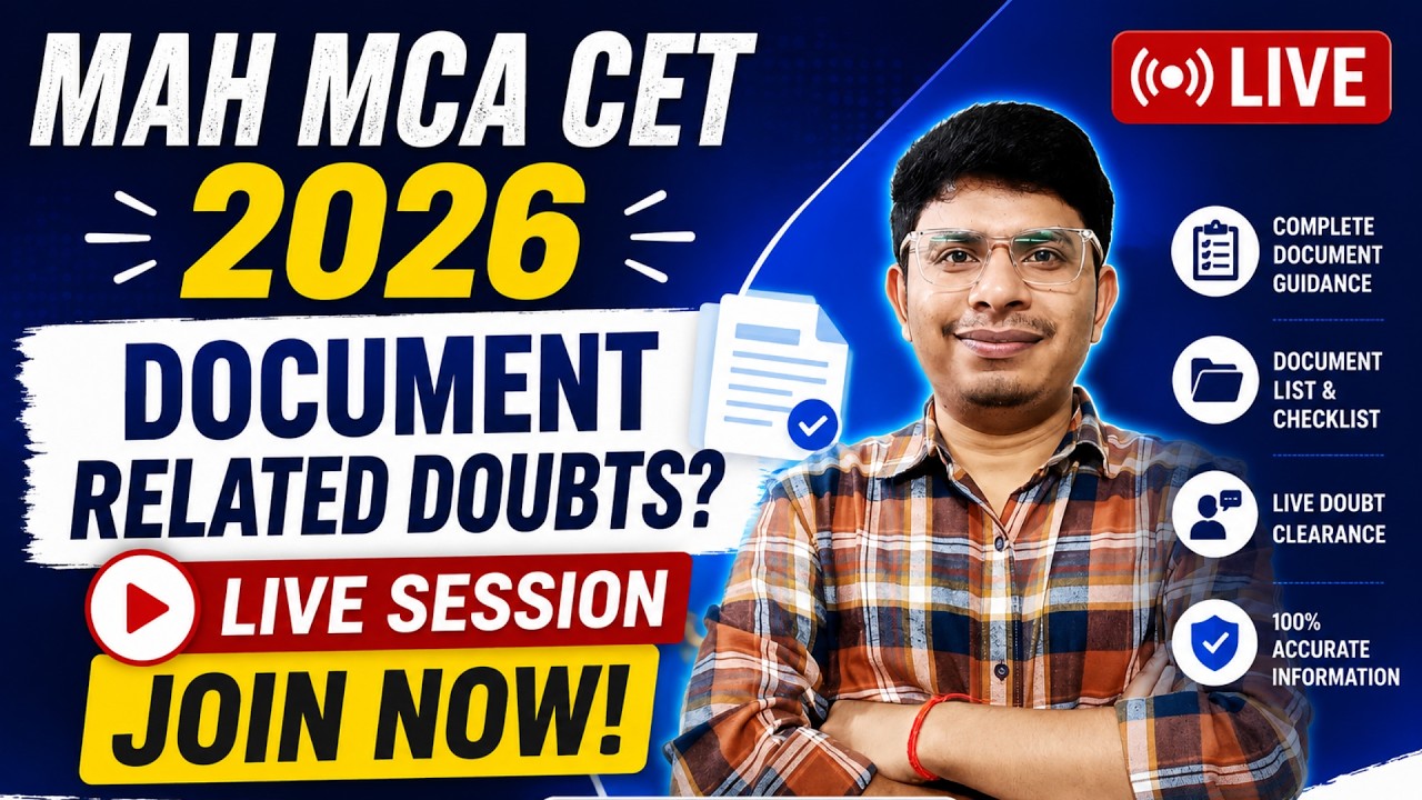 MAH MCA CET 2026 Document Verification LIVE | All Document Doubts Solved | Join Now!