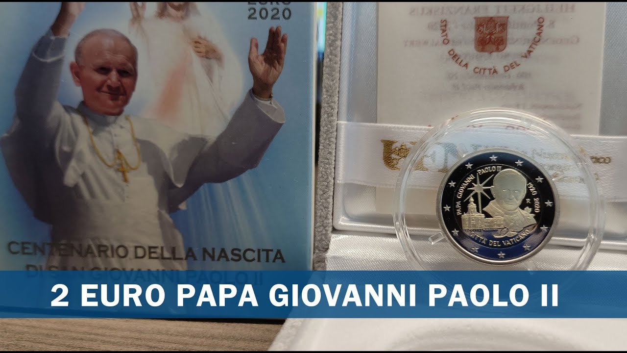 2 Euro Papa Giovanni Paolo II 2020 - Vaticano - Moneta da 2€ Rara BE, PP, FS, Proof Fondo Specchio