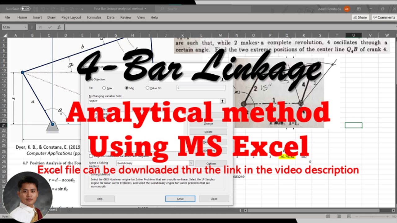 Machine Elements: Four-Bar Linkage Part 2 | Analytical method (Problem 1-1)