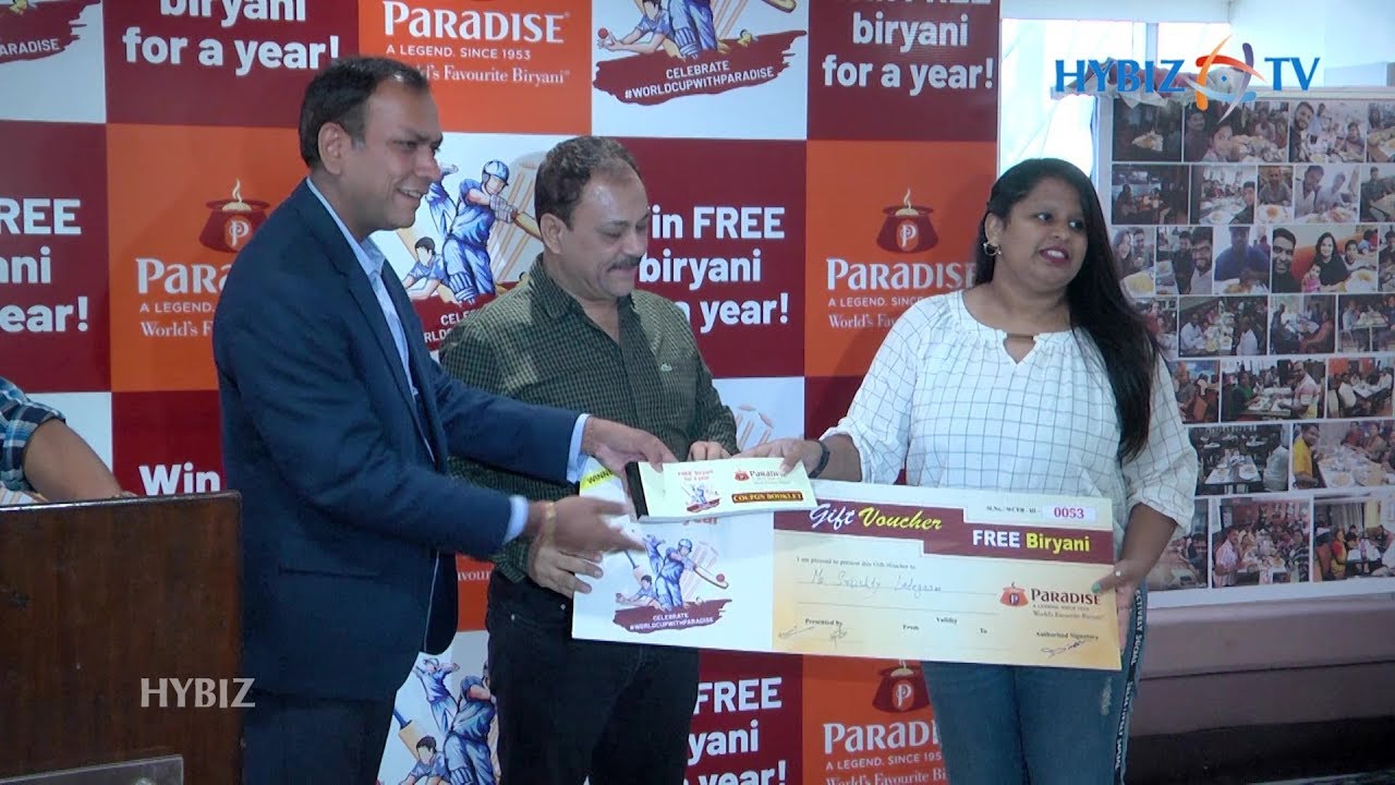 Hyderabad Paradise Food Court offers free Biryani for a Year to  World Cup 2019 contest Winner