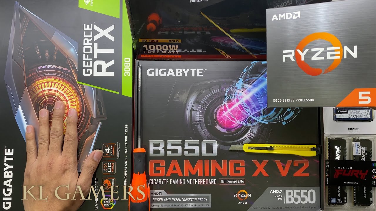 AMD Ryzen 5 5600X GIGABYTE B550 GAMING X V2 RTX3080 aigo AT240 MONTECH AIR 1000 PREMIUM PC Build