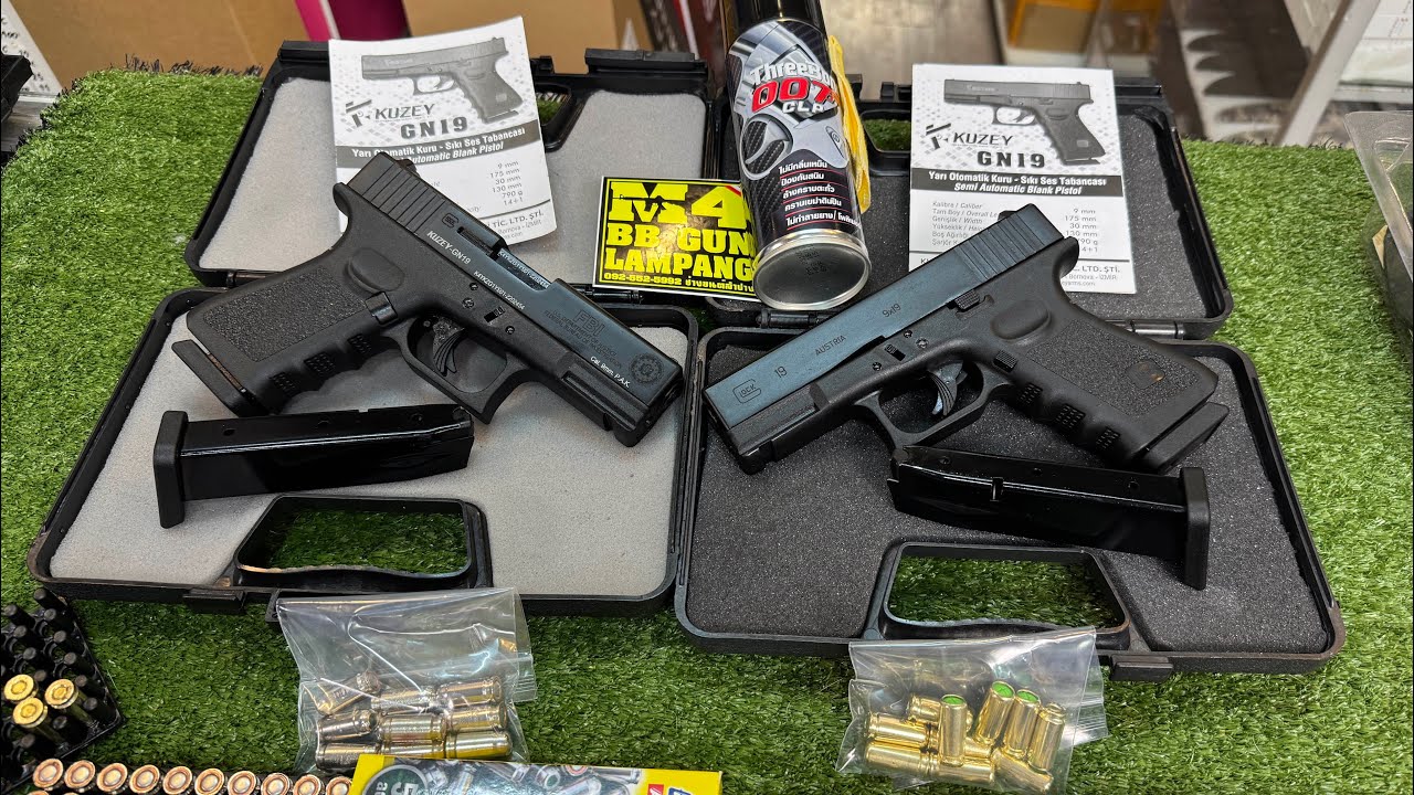 GLOCK 19 🔫KUZEY GN19 ทดสอบปืนแบลงค์กัน GLOCK 19&GLOCK 19 FBIในปีนี้1ปืน2แม็ก แถมลูก10 นัดรีวิวทดสอบ