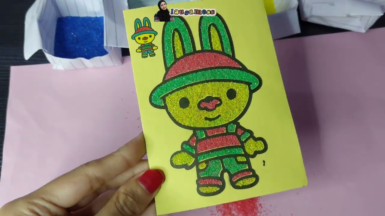 ASMR Pasir Warna Stiker Kelinci