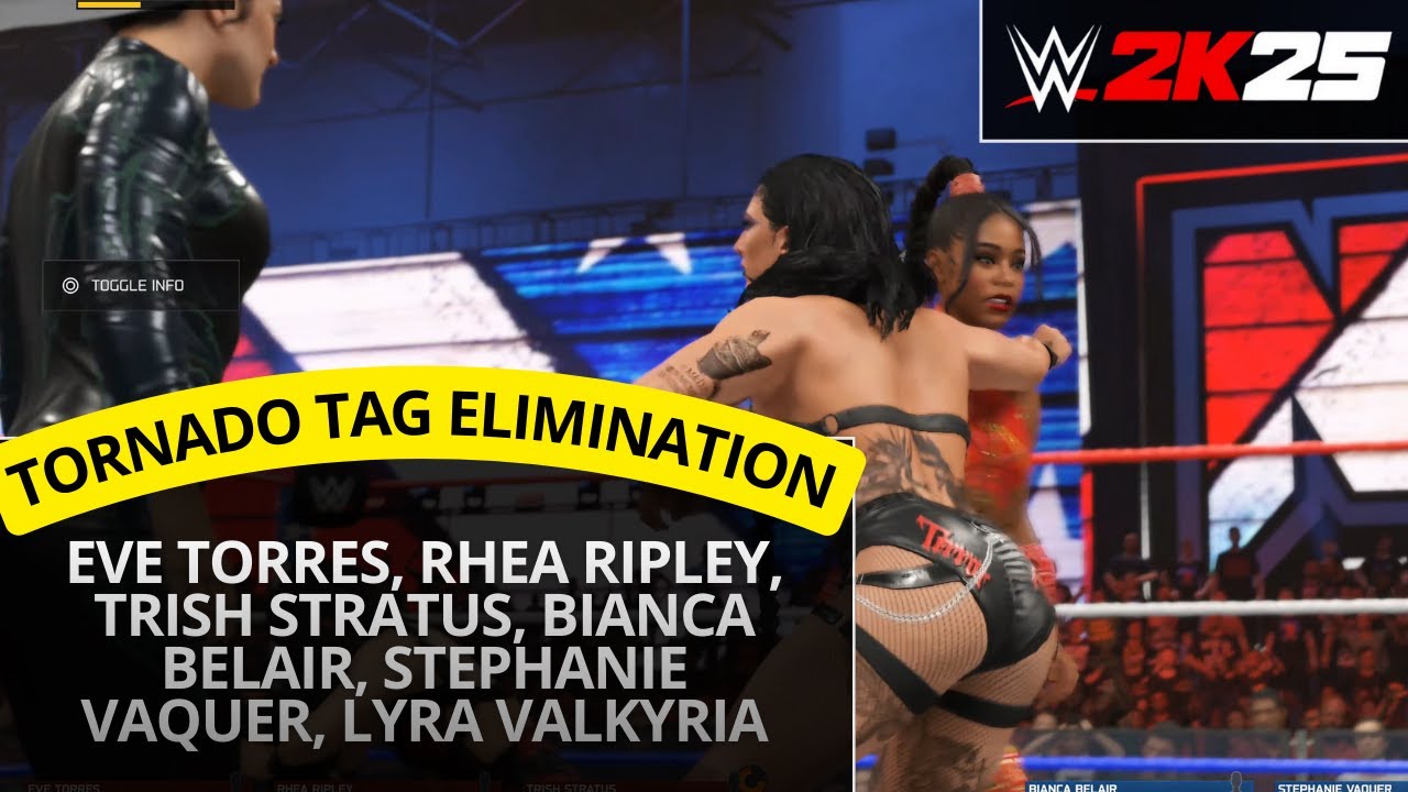 WWE 2K25 – Rhea Ripley & Trish Stratus vs Bianca Belair & Valkyria (Tornado Tag 3v3 Elimination)