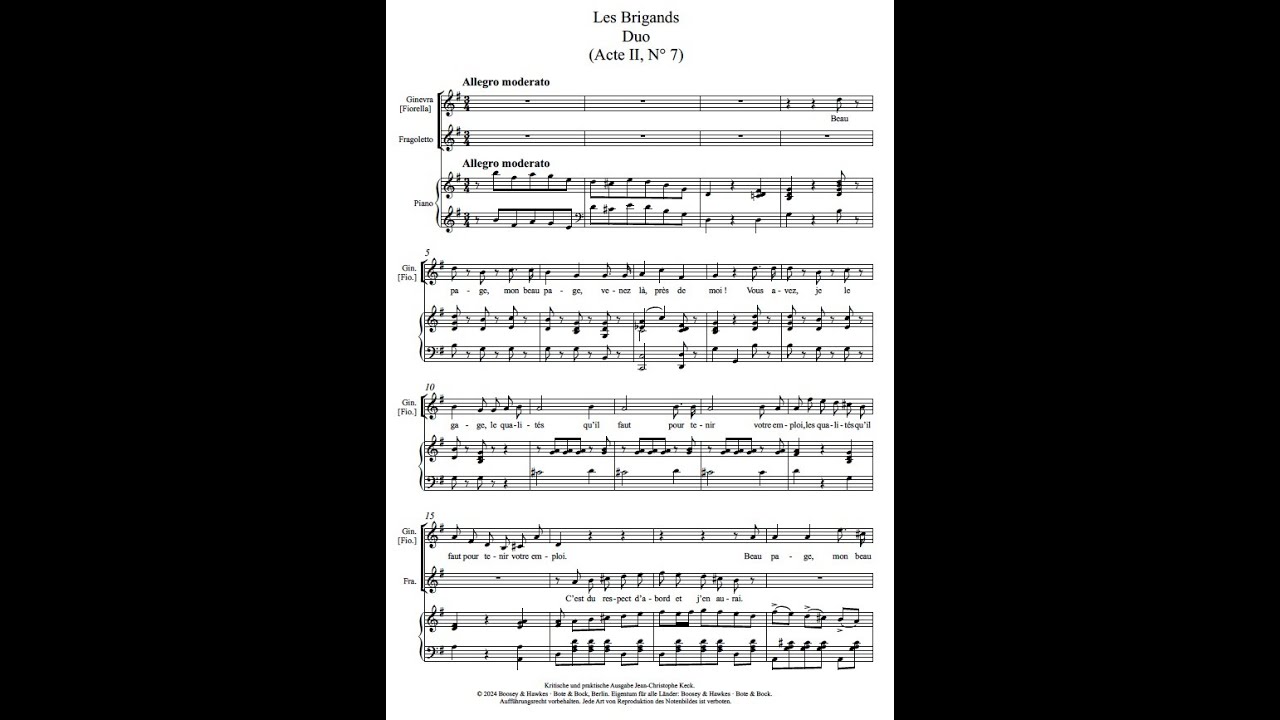 Jacques Offenbach : Les Brigands, duo Fiorella - Fragoletto (inédit)
