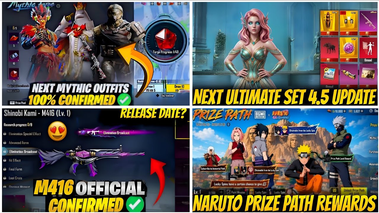 🔴NEXT MYTHIC FORGE BGMI😍| NEXT ULTIMATE SET BGMI 4.5🔥| NARUTO PRIZE PATH EVENT BGMI😱| SHINOBI KAMI?😈