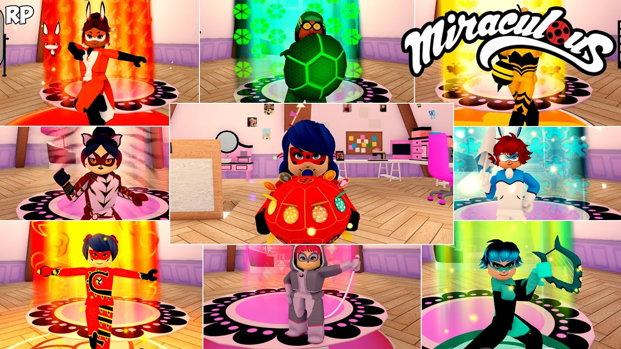 TODOS MIRACULOUS HOLDERS AND TRANSFORMAÇOES NO MIRACULOUS RP - MIRACULOUS ROBLOX!