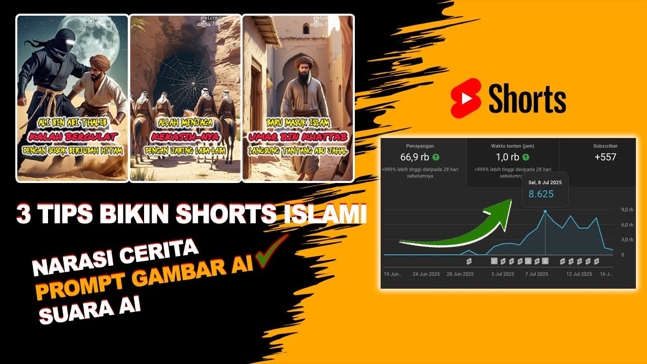 AUTO MELEDAK‼️BEGINI CARA BIKIN SHORTS CERITA ISLAMI PAKAI AI