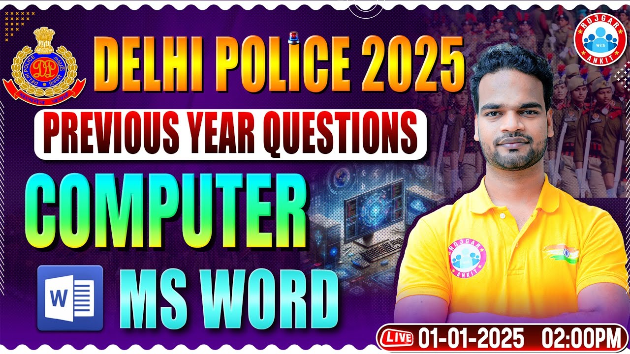 Delhi Police Vacancy 2025 | Delhi Police Computer PYQs | MS Word | Delhi Police Classes by RWA
