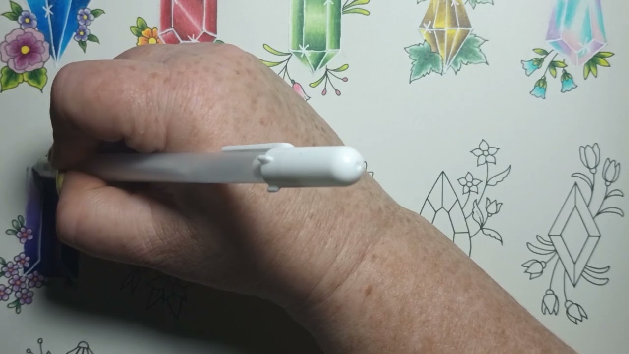 Coloring gems in Magical Worlds by Johanna Basford using Prisma colored pencils