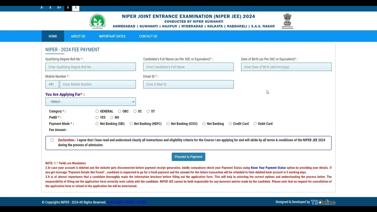 HOW TO FILL NIPER JEE-2024APPLICATION FORM | STEP BY STEP PROCESS |COMPLETE INFORMATION #niper2024