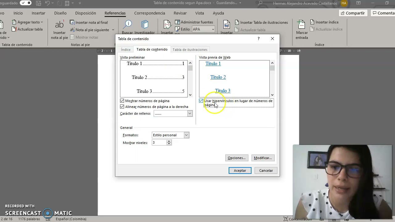 Tabla de contenido APA 7