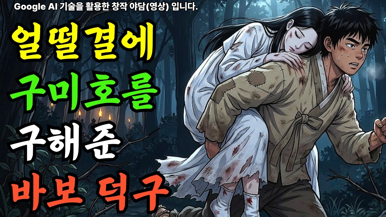 얼떨결에 덫에 걸린 구미호를 구해준 동네 바보 덕구....