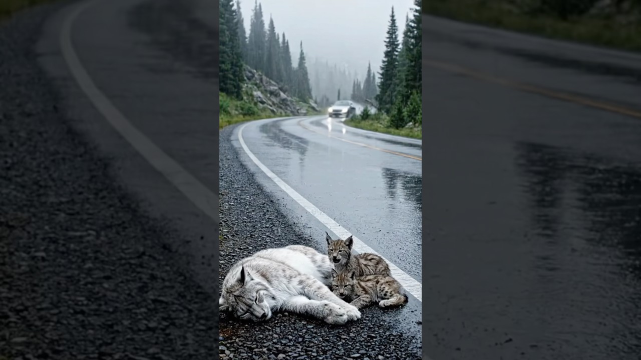 A Kind Man Helped a Sick Lynx and Her Kids on the roadside - Heartwarming Story