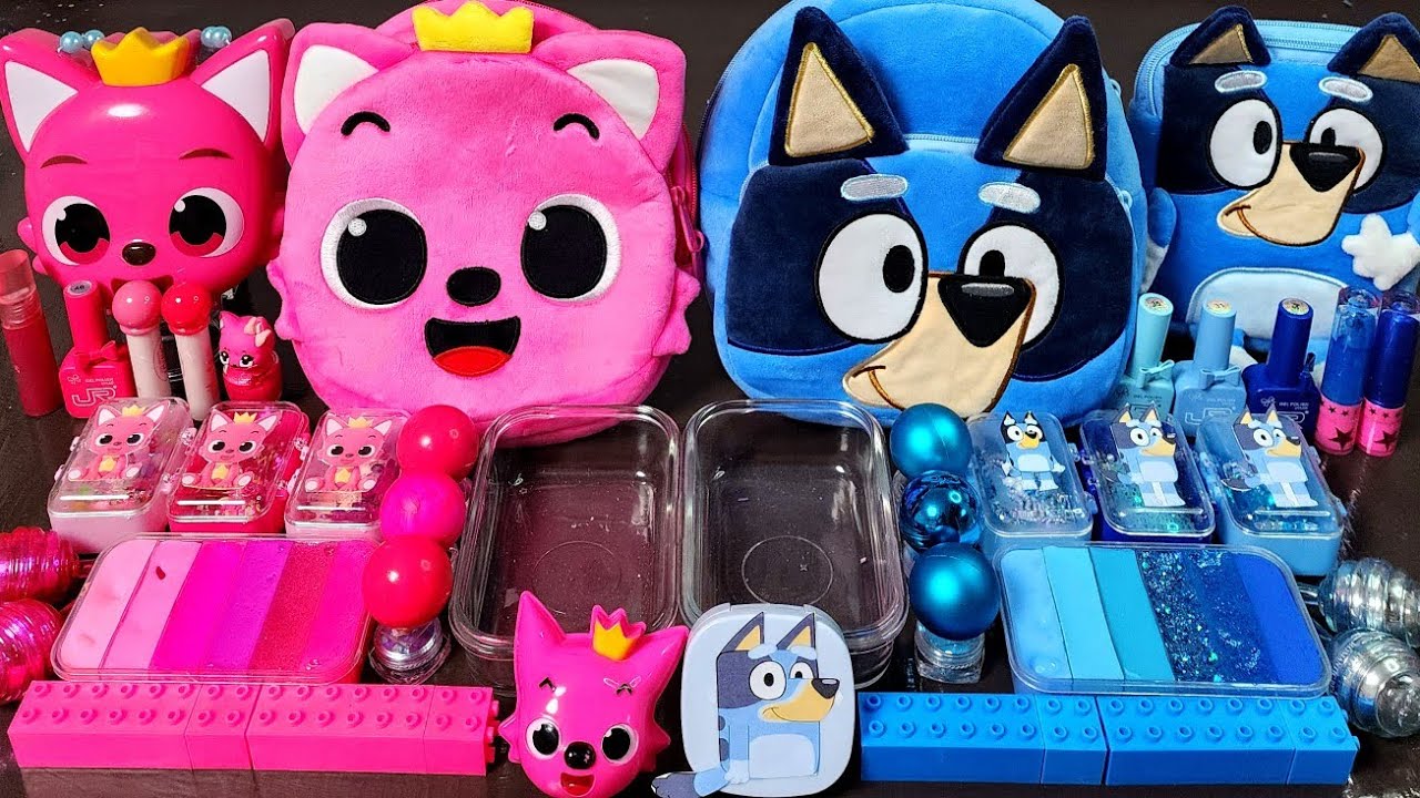 ASMR Pinkfong vs Bluey Slime Mixing Random Into Slime!#ASMR#Slime#satisfying