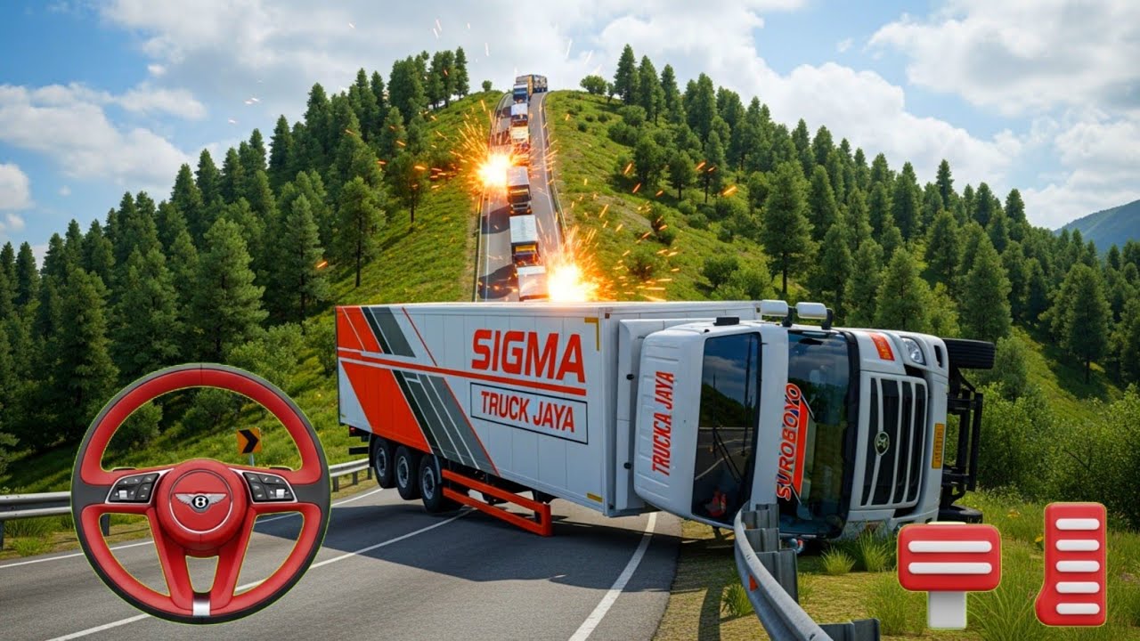 Heavy Cargo Truck on Extreme Village Road. Bus Simulator Indonesia