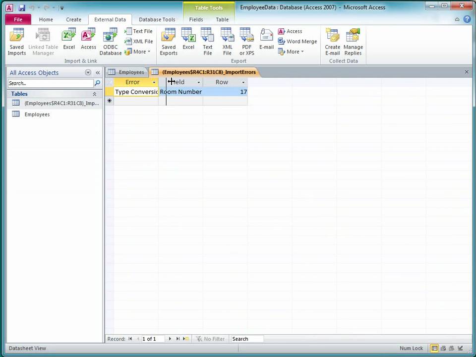 Access 2010: Move data from Excel to Access