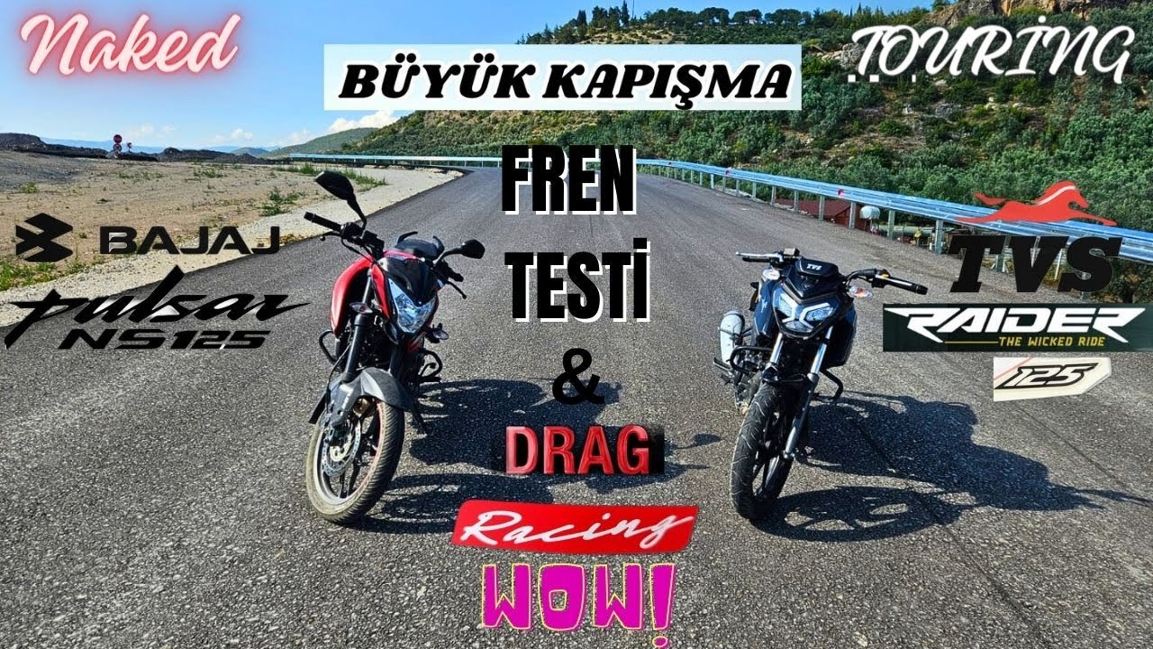Tvs Raider 125 vs Bajaj Pulsar NS 125 Karşılaştırma !!! Hız Testi & Fren Testi