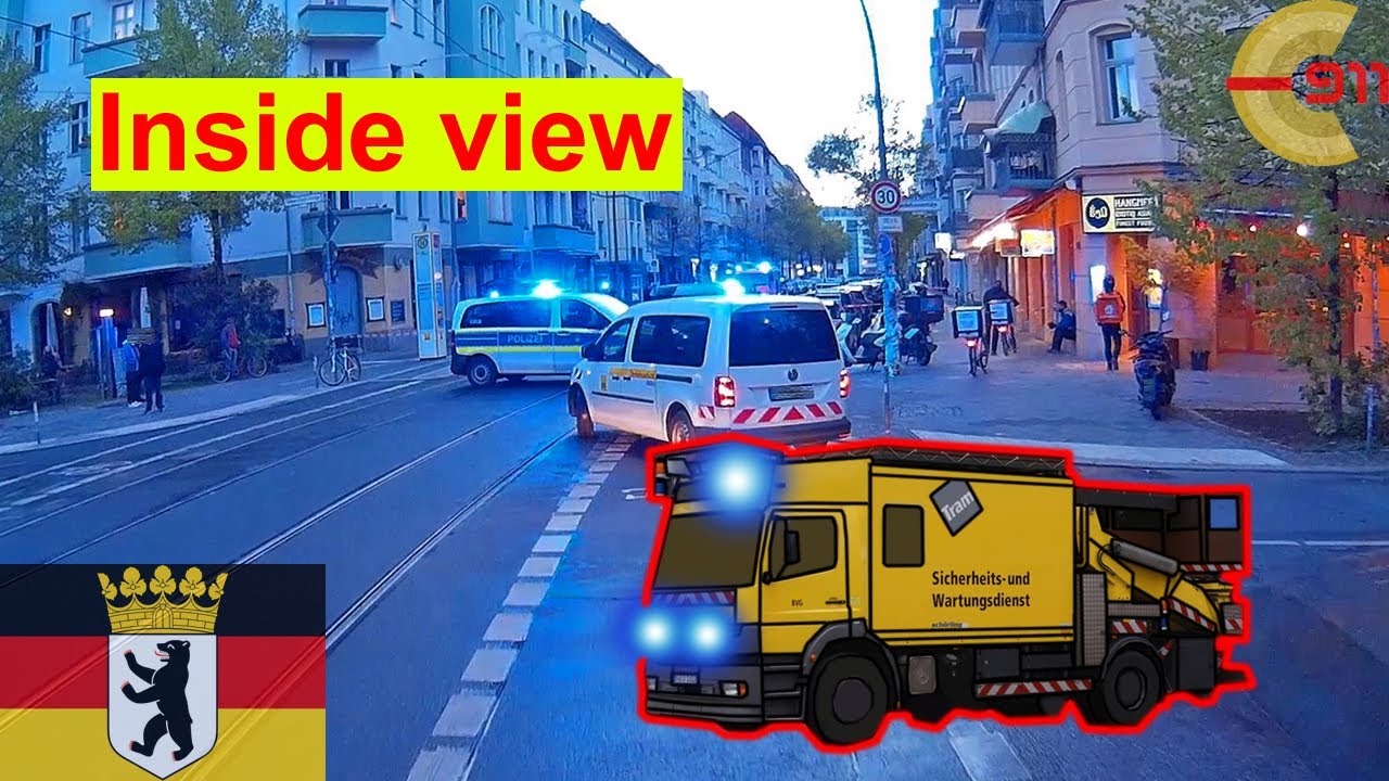 [BERLIN] Fallende Dachteile | Turmdrehwagen starkton | Einsatzfahrt Inside-view | 021 | Reupload
