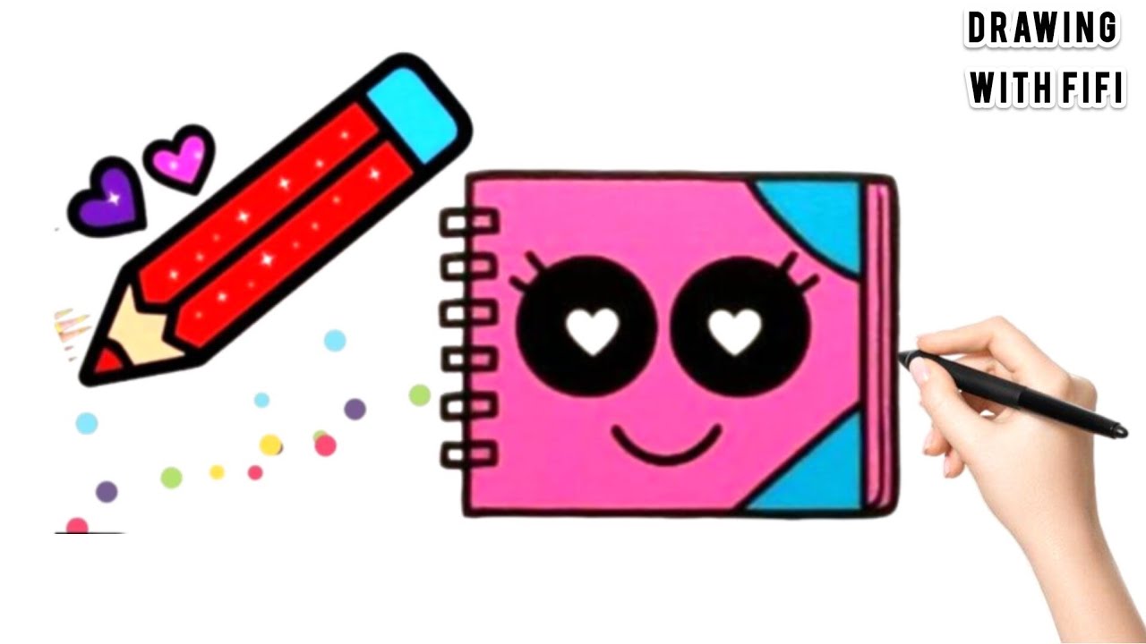 How to Draw a notebook & pencil / Cute easy drawing for children &beginners 