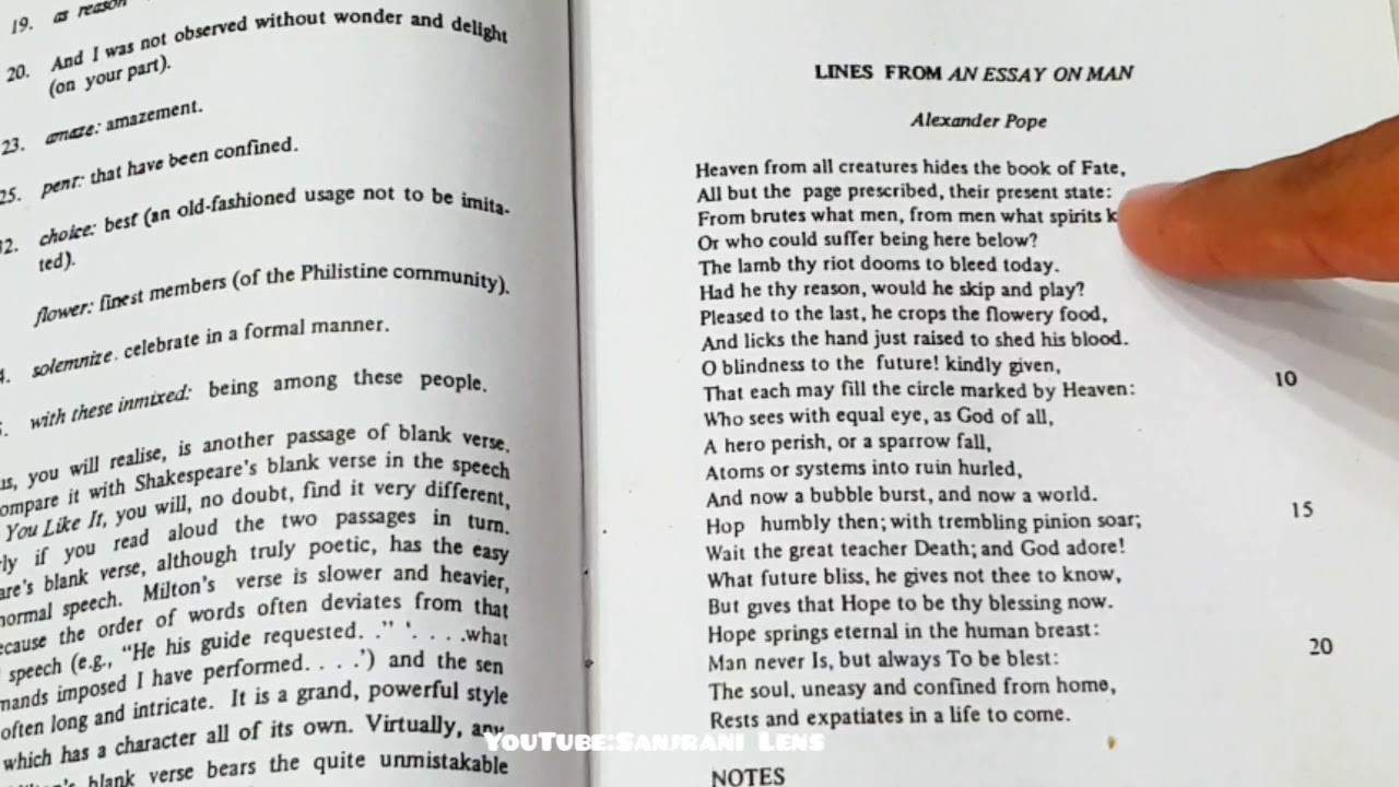 Lines From An Essay on Man | XII English | BIEK | Lecture No 4 | Alexander Pope | Sanjrani Lens