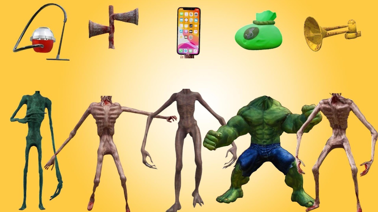 WRONG HEADS, VACUM, SIREN HULK, IPHONE, MONEY, SIREN HEAD HURRICANE, SIREN HEAD STORM, SIREN WIND