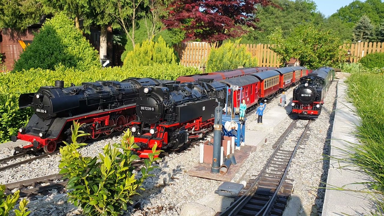 Zugfahrt auf der Gartenbahnanlage