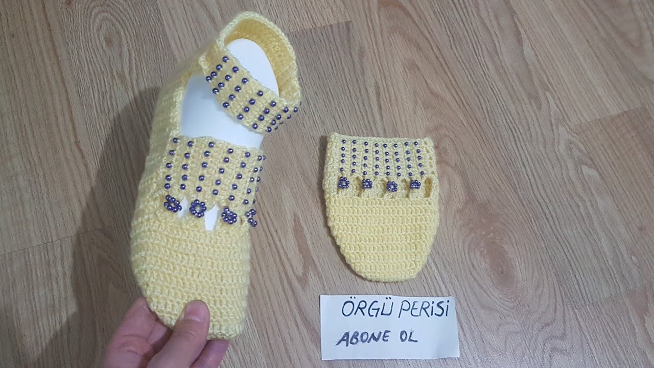 Tığ İşi Boncuklu Patik / Tığ İşi Boncuklu Gelin Patik Örnekleri / Tığ İşi Patik Örnekleri ❤
