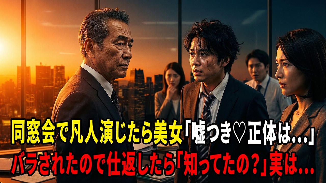 【感動する話】衝撃の再会。同窓会で「冴えない会社員」を演じる俺に、かつての美少女が放った一言「嘘つき」。隠し続けた正体が暴かれた瞬間、会場は涙の渦に…