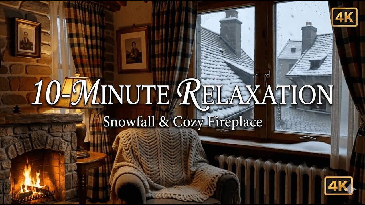 Cozy Fireplace & Howling Wind ❄️ 10 Minutes of Pure Winter Comfort
