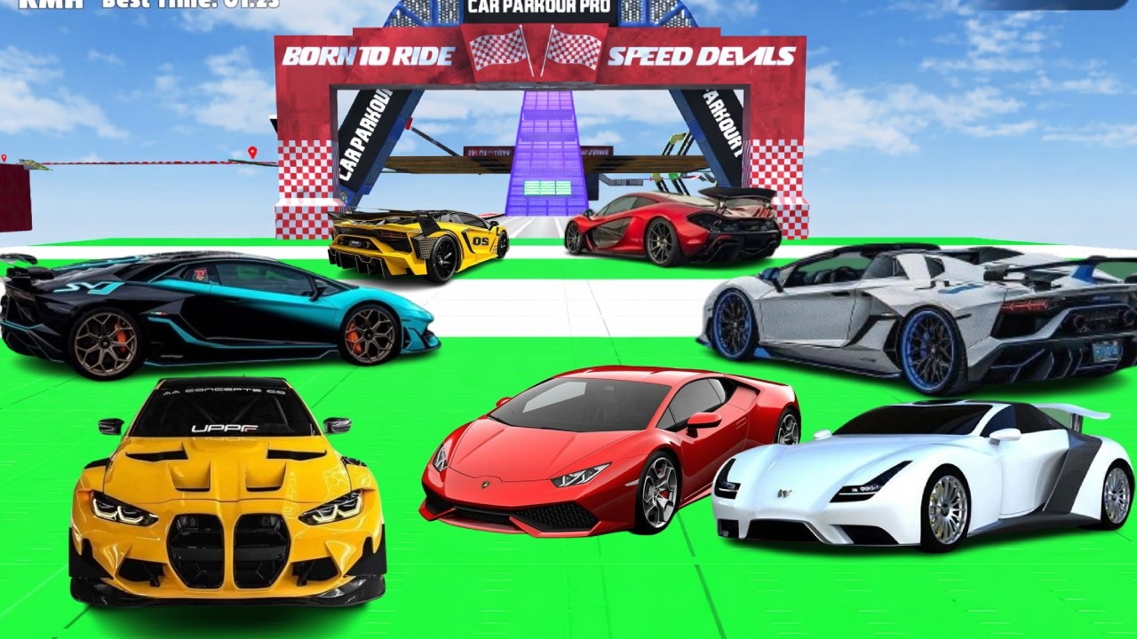 All SuperCars Stunts Through Impossible Ramp Challange / Extreme Car Driving Simulator /carsgameplay