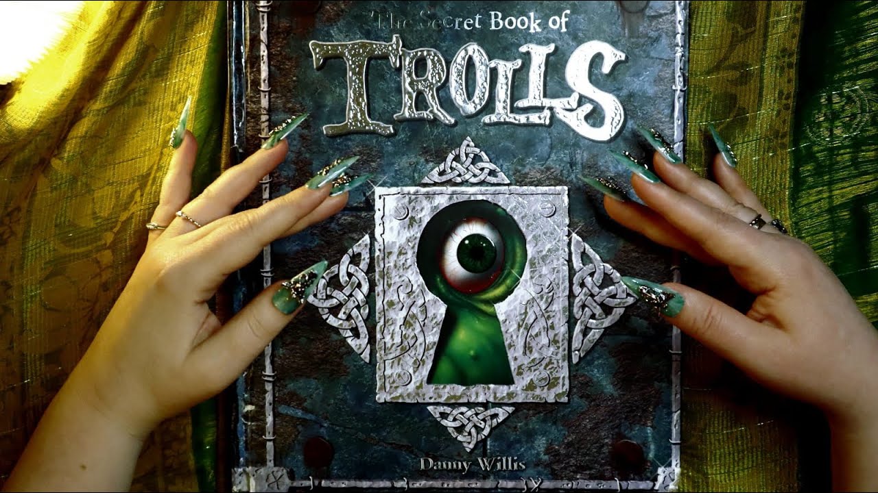 ASMR Interactive Trolls Book 📘 Cardboard Page Turning & Tapping & Tracing ✨ Whispering