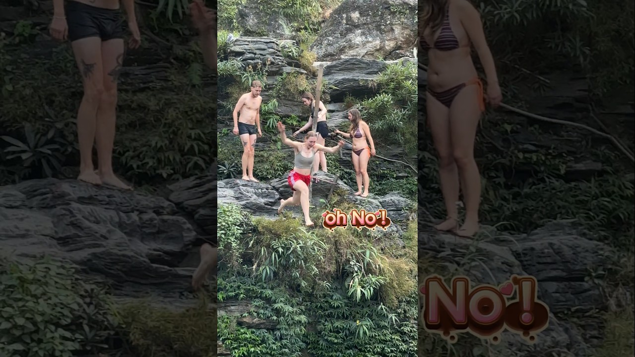 Tourists Jumping Into Paradise - Ha Giang Loop adventure #waterfall #travel #usa