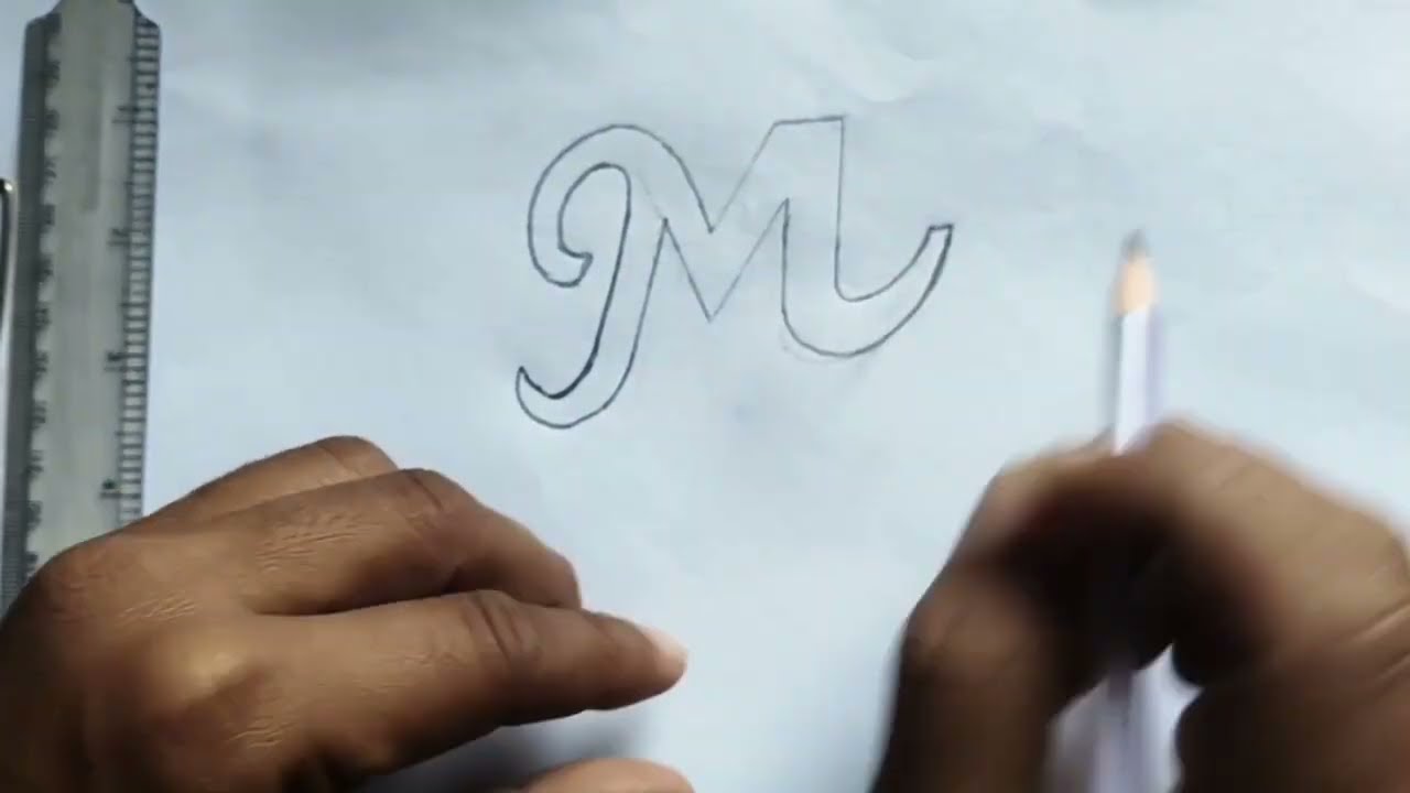 M Letter Stylish Art | Easy Name Art Design #arts #shorts 