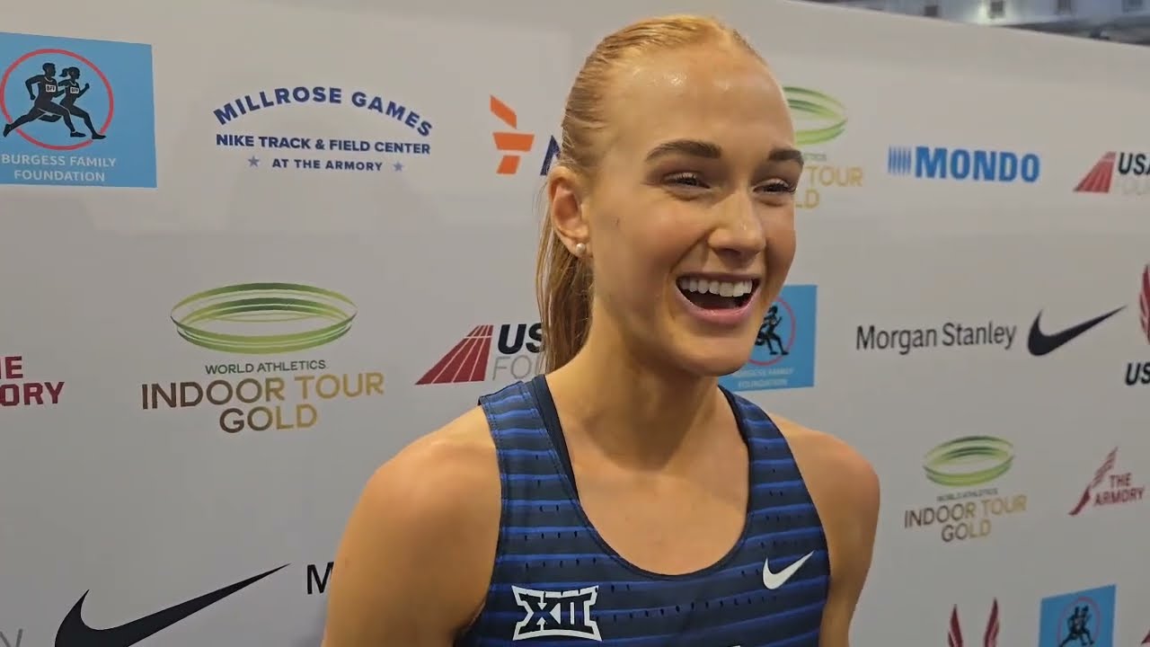 Jane Hedengren talks about her third place finish in the women's 3,000m at the 2026 Millrose Games