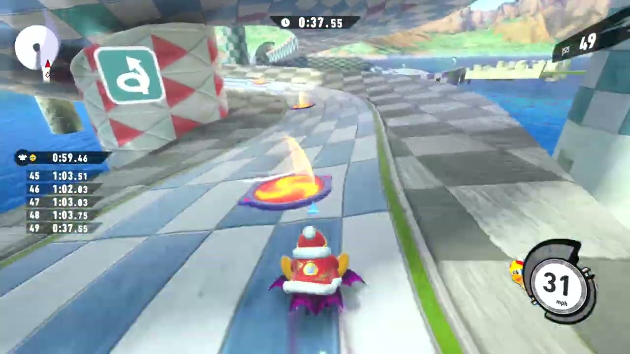 Kirby Air Riders - Checker Knights, Free Run (Shadow Star) 0:59.01
