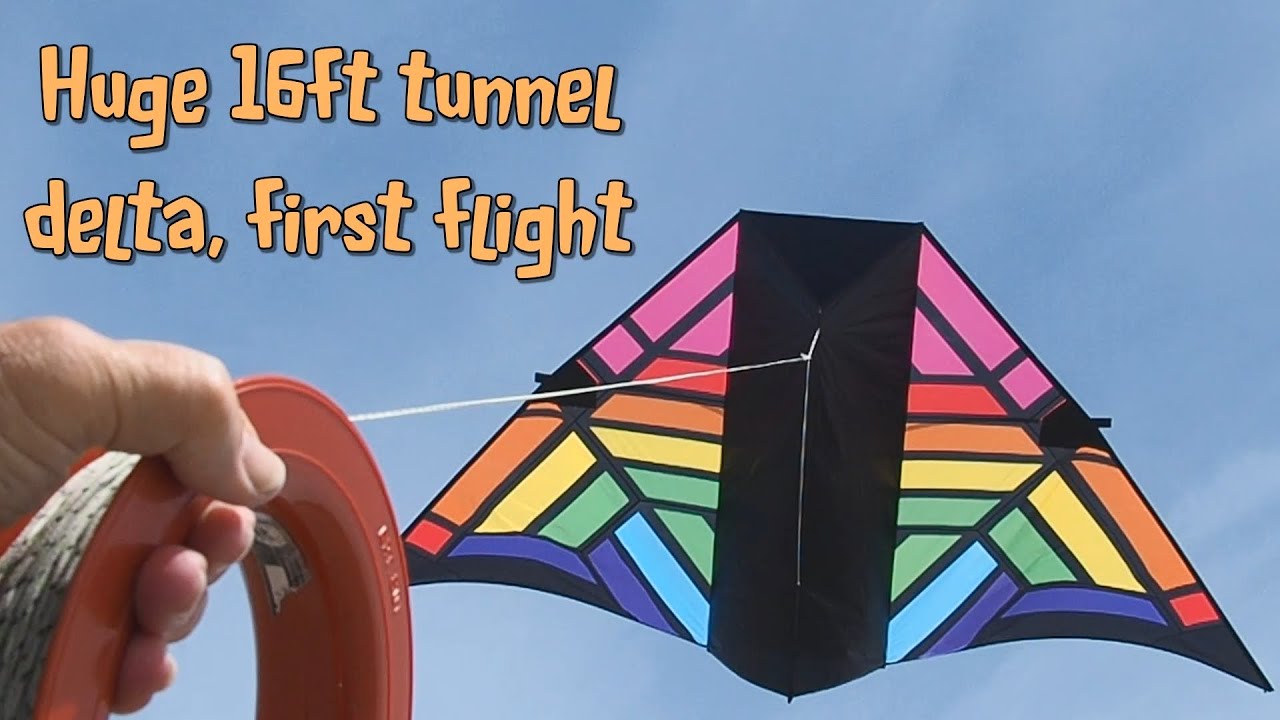 Huge new 16ft tunnel delta kite - first flight