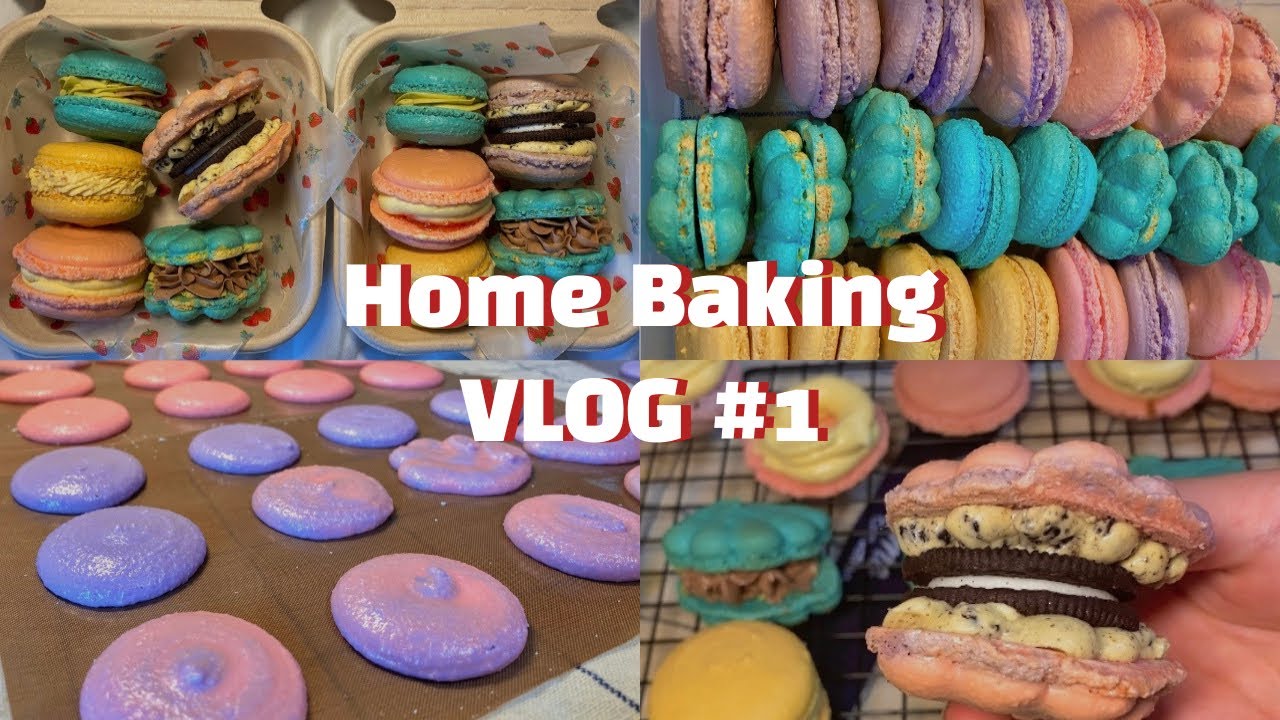 🌈하루종일 미니오븐으로 마카롱 만들고 뻗었어요✨ / 홈베이킹 브이로그 / 5가지 필링 /macaron vlog