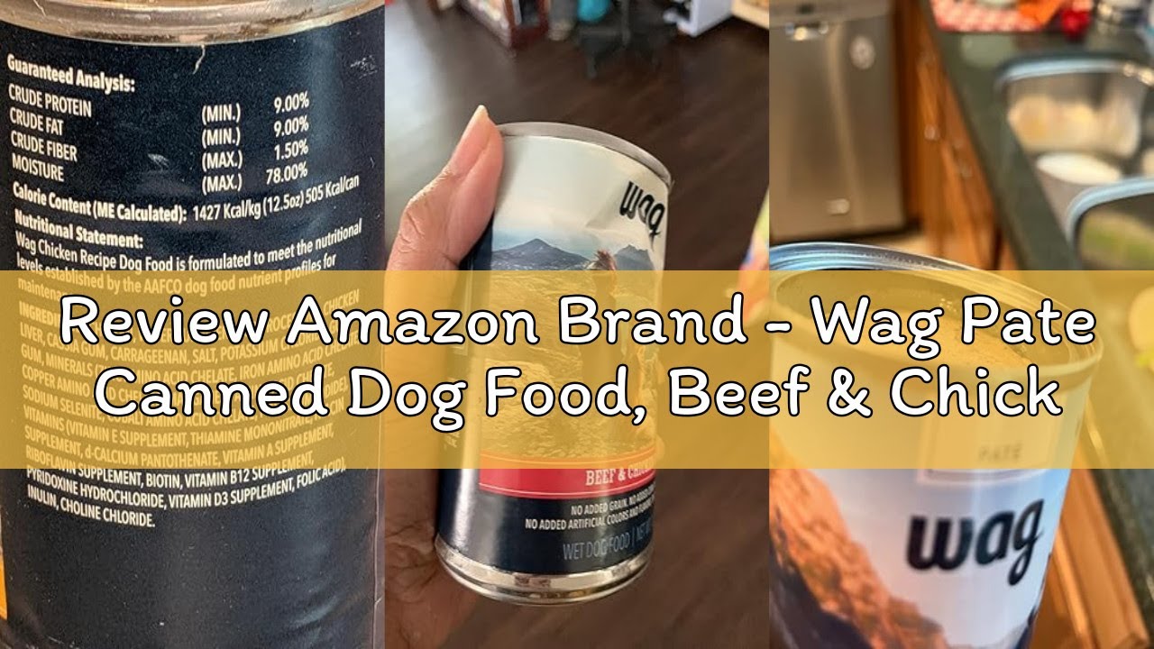 Review Amazon Brand - Wag Pate Canned Dog Food, Beef & Chicken Recipe, 12.5 oz Can (Pack of 12)