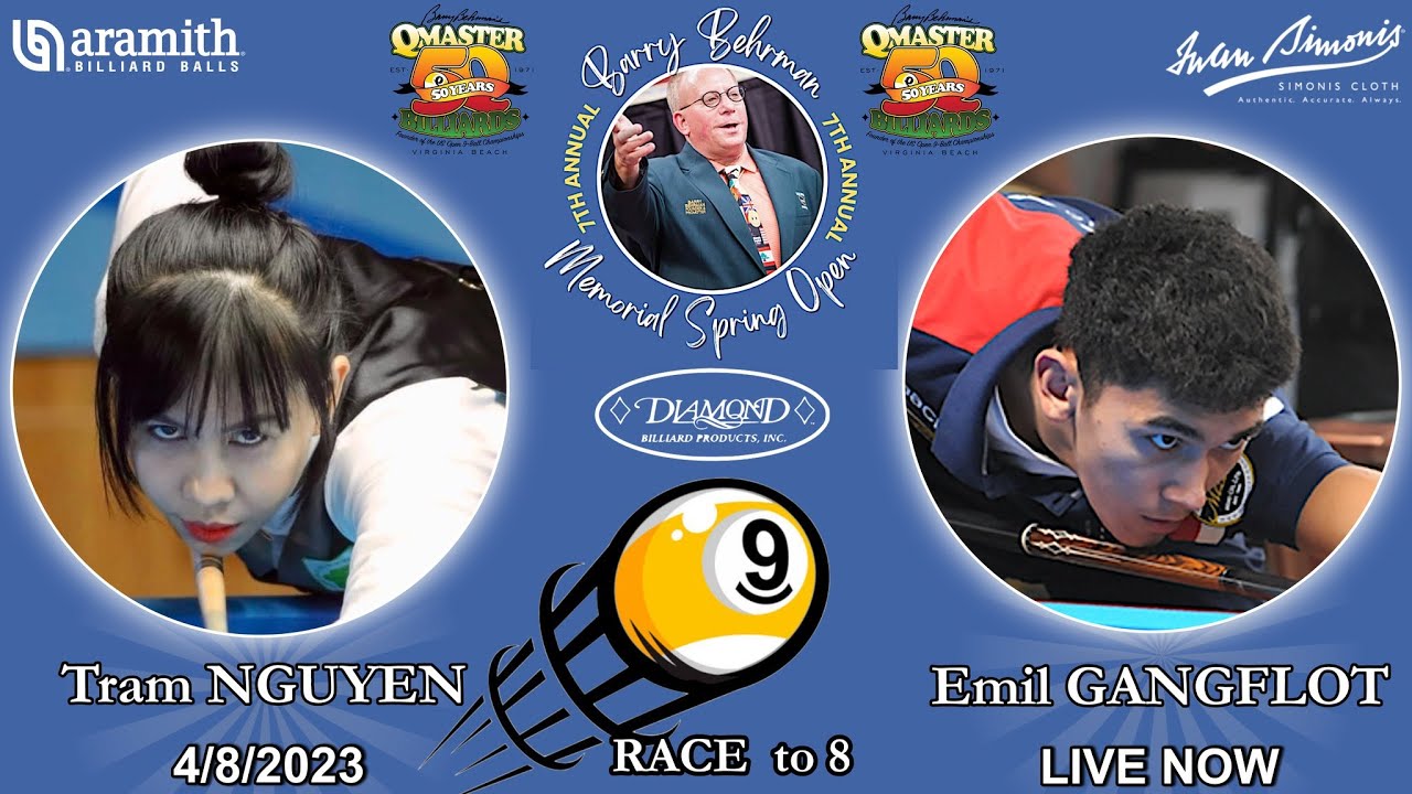 LIVE: Tram Nguyen vs Emil-Andre GangFlot Race to 8 3rd  -  QMaster 7th Annual Barry Berhman Memorial