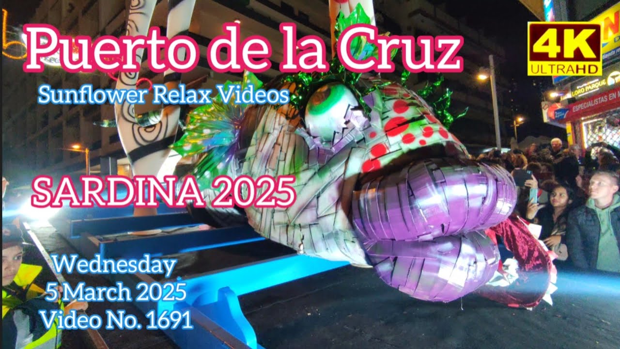 Tenerife 🏝️ Puerto de la Cruz SARDINA - CARNAVAL 2025 Teneriffa