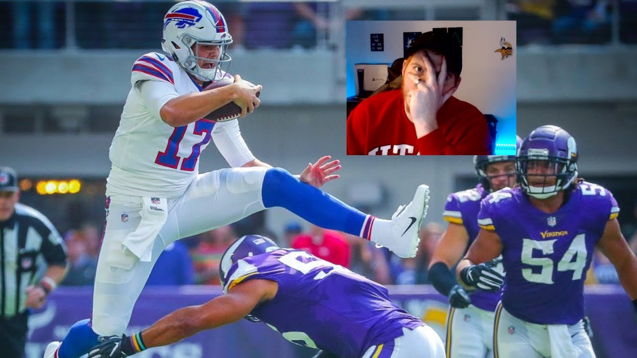 Viking's Fan Reacts to Josh Allen Hurdling Anthony Barr