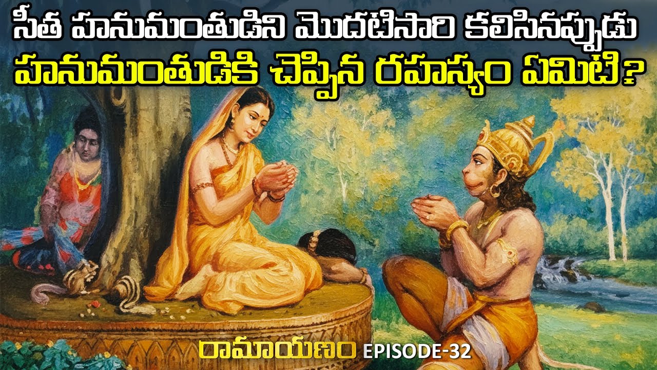 సీత హనుమంతునికి చెప్పిన రహస్యం ఏమిటి? | Hanuman Meets Sita | Ramayana Telugu Episode 32