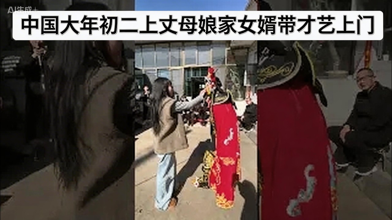 大年初二给丈母娘生日加拜年，请川剧变脸今天您可是双喜临门！我们特意请了川剧大师来助兴，只见红袍金冠的演员拂袖转身，唰！ 青面獠牙的雷公脸瞬间化作慈眉善目的寿星翁，手中突然变出寿桃
