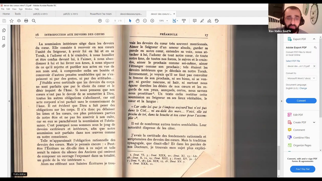 Devoirs des Coeurs #3: Prépondérance des devoirs selon la raison,la Torah et la tradition synagogale